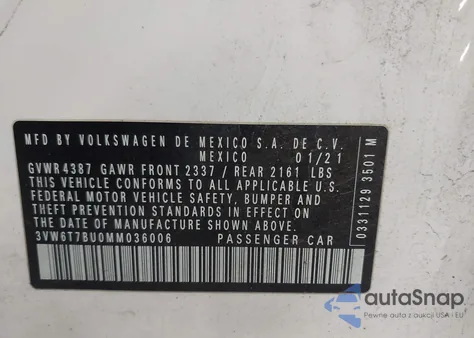 2021 Volkswagen Jetta Gli 2.0T Autobahn/2.0T S from USA, damaged, VIN 3VW6T7BU0MM036006
